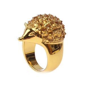 Kate Spade Hedgehog Gold Rhinestone Ring “into The Woods” Size 7 NWOT